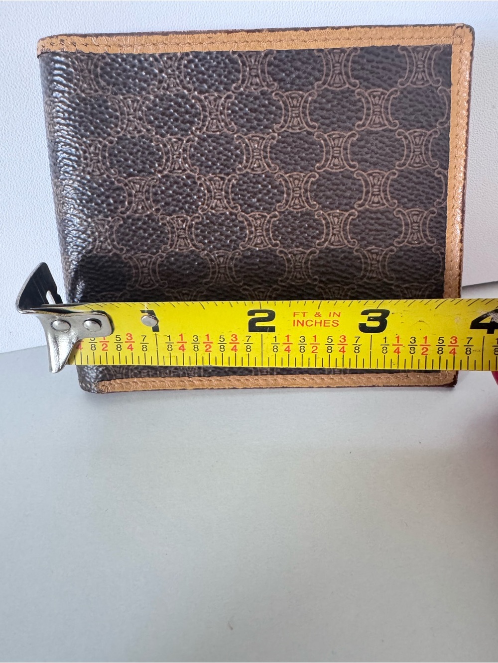 CELINE Authentic Vintage Wallet Macadam Bi Fold in Brown and Tan - Picture 10 of 11